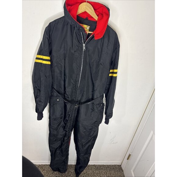 Vintage Ski-Doo Bombardier Snowmobile Suit Black Red Liner Men’s L Canada - Picture 1 of 9